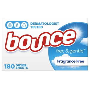 lot 6155 image: Bounce Free & Gentle Fabric Softener Dryer Sheets  Unscented  180 Count
