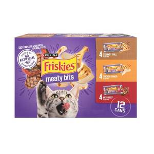 lot 6157 image: Purina Friskies Meaty Bits Gourmet Grill, Chicken & Beef Wet Cat Food - 5.5oz12ct Variety Pack