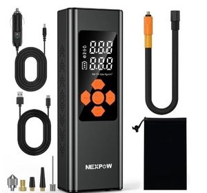 lot 6159 image: NEXPOW Tire Inflator, 150PSI Air Compressor with Digital Pressure Gauge, Portable Air Pump 3X Fast Inflation for Cars, Bikes, Balls, Black