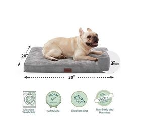 lot 6166 image: OhGeni Orthopedic Medium Dog Bed, Deluxe Cat Bed for Crates, Waterproof and Washable, 25D Egg Crate Foam Pad Anti-Slip Sleeping Mat for Medium, Small Pets Breeds, 30 x 20, Gray