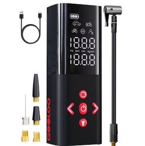 lot 6171 image: GOOLOO AP150 Tire Inflator Air Pump for Car 150 PSI Cordless Portable Air Compressor 6000mAh Digital Pressure Gauge,with Auto Shutoff, Emergency LED Light, Compact Tire Pump,Red