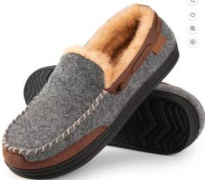 lot 6173 image: LongBay Mens Moccasin Slippers Memory Foam House Shoes Indoor Outdoor