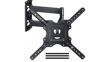 lot 6178 image: MountFTV Full Motion TV Wall Mount Bracket for 26-65 inch TVs, Corner TV Wall Mount Bracket with Extension, Tilt, Swivel, Leveling, Max 400400mm, Holds up to 77 lbs, Single Wood Studs