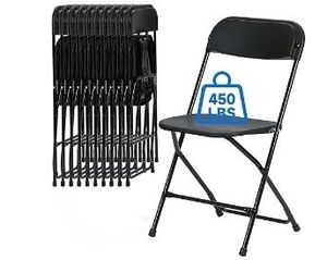 lot 6180 image: 10 PCS Plastic Folding Chair, Portable Commercial Chair, 450 LB Capacity Premium Plastic Folding Chairs, Folding Chair for Wedding Party Outdoor Indoor, Stackable Folding Chairs Black - Retail $133