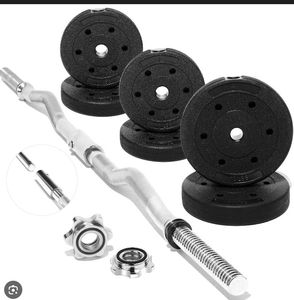 lot 6192 image: set of 10 weights and bar for weight training - Retail $90