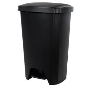 lot 6193 image: Hefty Kitchen Trash Can, 12.1 Gallon Plastic Step Garbage Bin with Foot Pedal Lid, Black