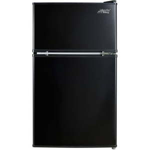 lot 6195 image: Arctic King 3.2 Cu ft Two Door Mini Fridge with Freezer  Black  E-Star  ARM32D5ABB - Retail $138