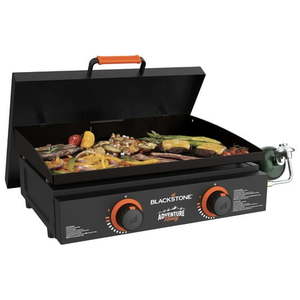 lot 6196 image: Blackstone Adventure Ready 2-Burner 22  Propane Griddle with Hard Cover in Black - Retail $144