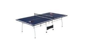 lot 6198 image: MD Sports Official Size Indoor Table Tennis Pong Table  4 Piece Foldable Design with Net  Paddles & Balls BlueWhite - Retail $229