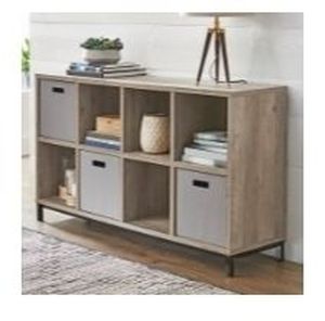lot 6199 image: Better Homes & Gardens 8-Cube Organizer with Metal Base  Rustic Gray - Retail $97