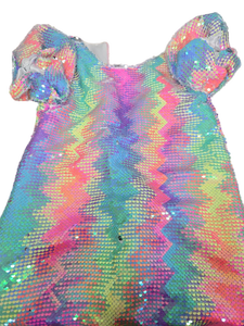 lot 7243 image: 2Bunnies Girl Ombre Pastel Gradient Shimmer Sparkle Colorful Sequin Birthday Dress 7-8 Years