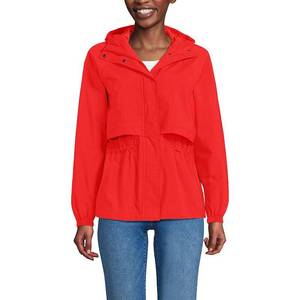 lot 7251 image: Womens Lands End Packable Rain Jacket, Size Small, Pink Red - Retail $130