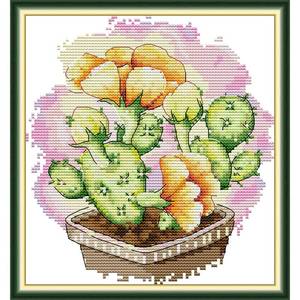 lot 7257 image: CROSSDECOR Stamped Cross Stitch Kits,Flower Pattern Cross-Stitch Needlepoint Kits for Beginners,Embroidery Kit Arts and Crafts for Home Wall Decor Gifts-Cactus 21�22cm