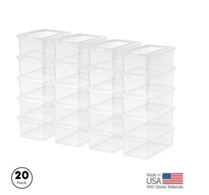 lot 15422 image: Clear Storage Bins Set - 5 Qt Stackable Containers