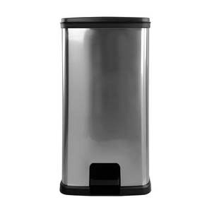lot 15439 image: Mainstays 13.2 Gallon Rectangular Kitchen Trash Can  Plastic Step-on Trash Bin  Silver