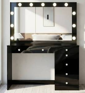 lot 15449 image: Boahaus Luna Vanity Desk with Mirror - Retail $249