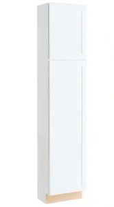 Hampton BayCourtland 18 in. W x 24 in. D x 84 in. H Assembled Shaker Pantry Kitchen Cabinet in Polar White - Retail: $389