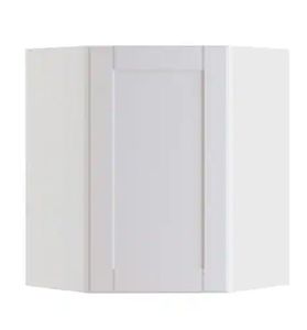 lot 16826 image: Arlington 24 in. W. x 12 in. D x 30 in. H Assembled Plywood Stocked Corner Diagonal Kitchen Cabinet in Vesper White - Retail $269