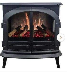 Harlowe 24 in. 1500W Black Electric Stove Fan-Forced Space Heater with Thermostat, Remote, Wi-Fi for Living Room - Retail: $364
