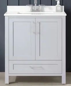 Moorside 30 in. Single Sink Dove Gray Bath Vanity with White Engineered Stone Top (Assembled) - Retail: $395