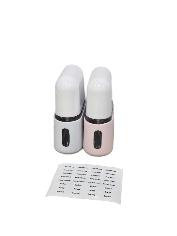 lot 9450 image: Travel Toiletry Dispensing Bottles Set with Labels, 8 Pack