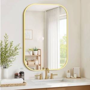 lot 4852 image: Bathroom Mirror for Wall, Gold Bathroom Vanity Mirror for Over Sink 24 x 36 - Retail $94