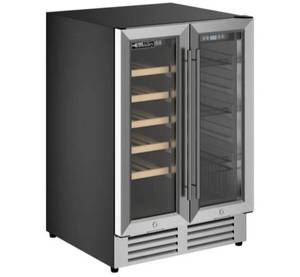 Dual Section Dual Temperature Full Glass Door Commercial Wine Cooler - Retail: $1799