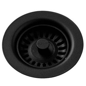 lot 4864 image: Elkay LKQS35BK Polymer Drain Fitting with Removable Basket Strainer and Rubber Stopper (Black) - Retail $63
