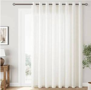 lot 4870 image: Curtainsart Faux Linen Semi Sheer Divider Curtain with Flexible Track, Extra Wide 1 Panel Light Filtering Privacy Curtain for Patio Sliding Glass Door or Room Divider, Living Room Bedroom, Natural, W72xL96