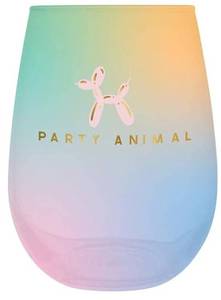 lot 4874 image: Slant Collections Stemless Wine Glass, 20-Ounce, Party Animal 2 Pack