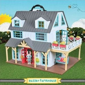 lot 6209 image: Honey Bee Acres 15 inch Tall Buzzby Farmhouse, 51 Piece Doll Playset, Ages 3