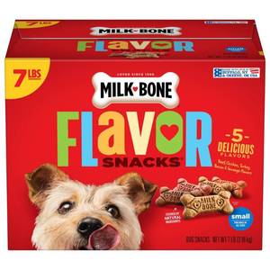lot 6216 image: Milk-Bone Biscuits with Beef, Turkey, Sausage, Bacon and Chicken Flavor Crunchy Dog Treats - 7lbs