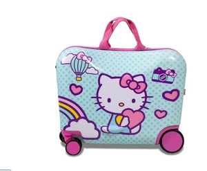 lot 6238 image: Kids Sanrio Hello Kitty Character Ride On Scooter Hardside Luggage for Boys and Girls -Mint