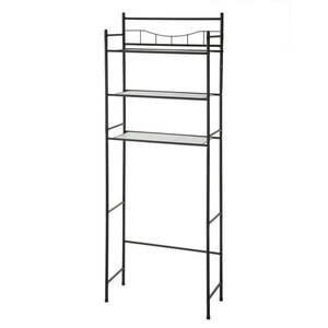 lot 6240 image: Mainstays over the Toilet Steel 3-Shelf Bath Shelves Space Saver Black Finish ( Missing Manual and screws)