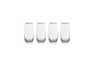 lot 6242 image: Thyme & Table 8 Fl Oz Stemless Flute Glass with Gold Rim  Set of 4