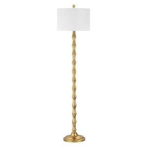 lot 6245 image: SAFAVIEH Aurelia 63.5 in. H Floor Lamp  Antique GoldOff-White Shade - Retail $77