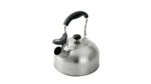 lot 6254 image: Mainstays 1.8-Liter Whistle Tea Kettle  Induction Compatible  Stainless Steel  Silver