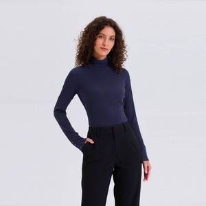 lot 7274 image: Womens Long Sleeve Mock Neck Rib-Knit Top - A New Day Navy Blue L