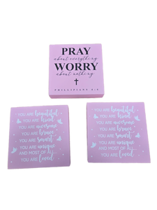 lot 7306 image: Inspirational Pink Quote Sign Set 5x5in