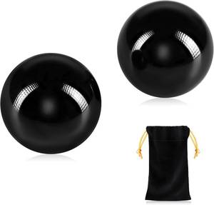 lot 7321 image: 2PCS Solid Steel Baoding Balls Chinese Health Exercise Massage Balls with Carry Pouch
