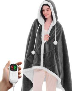 lot 10465 image: Heated Electric Blanket Shawl Heating Throw Heated Poncho (40x70 Dark Grey)