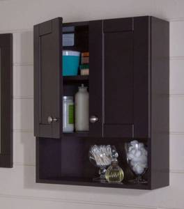 lot 15465 image: Espresso Brown Bathroom Wall Cabinet - Retail $213