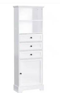 lot 15468 image: White Linen Storage Cabinet - Retail $235