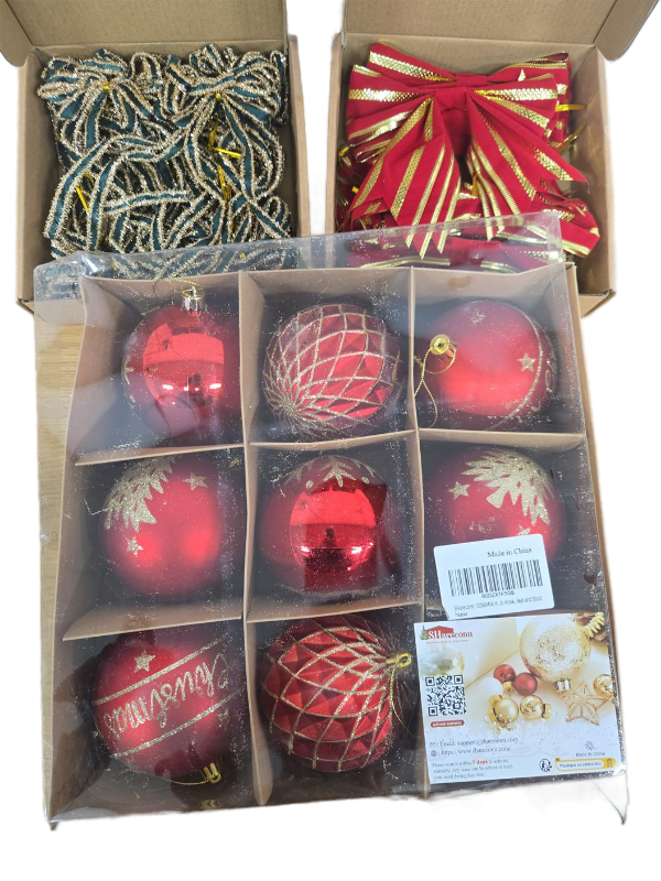 lot 10033 image: Holiday Ornament and Bow Collection Set