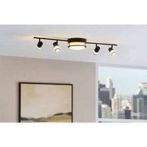 lot 4903 image: Greyrock 3.44 ft. Matte Black Integrated LED Hardwired Track Lighting Kit Flush Mount Combo with 4 Fixed Track Heads - Retail $179