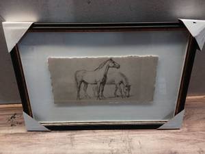 lot 6285 image: 24in x 16in Pair Horses Pencil&nbsp