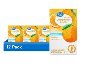 lot 6300 image: Pack of 2 ,(12 pack) Great Value Sugar-Free Orange Early Rise Drink Mix, 0.14 oz, 10 Count&nbsp