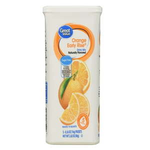 lot 6302 image: Pack of 24 ,GREAT VALUE, DRINK MIX, ORANGE EARLY RISE
