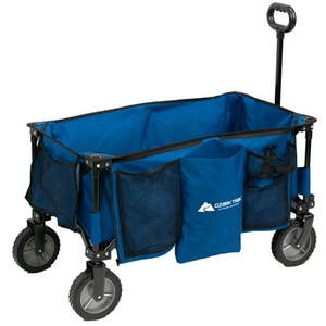 Ozark Trail Quad Fold Camping Wagon with Telescoping Handle  Blue  Polyester - Retail: $208