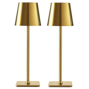 lot 6308 image: Mainstays 2 Pack IndoorOutdoor Rechargeable 13  Table Lamp  Gold&nbsp